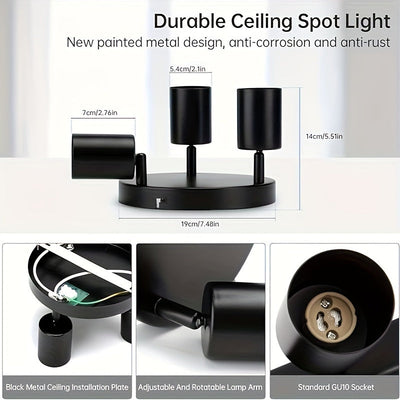 Arco de Techo Ajustable Moderno con 3 Luces, Diseño Duradero en Metal Anticorrosivo y Brazos Giratorios, Lámpara Empotrada para Cocina, Dormitorio, Oficina y Más, Iluminación Elegante Metálica para Sala de Estar, Resistente a la Corrosión
