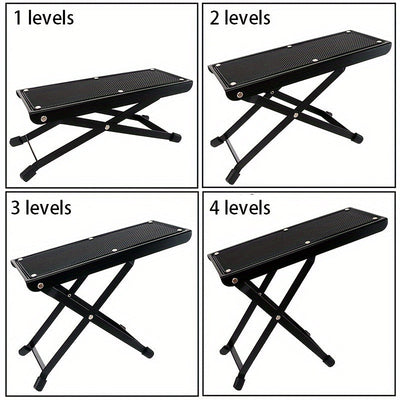 Delicia del ProGuitarrista - Pedal de Guitarra Metálico Ajustable de 4 Niveles con Diseño Plegable, Reposapiés Ergonómico y Construcción Duradera para una Experiencia de Juego Mejorada