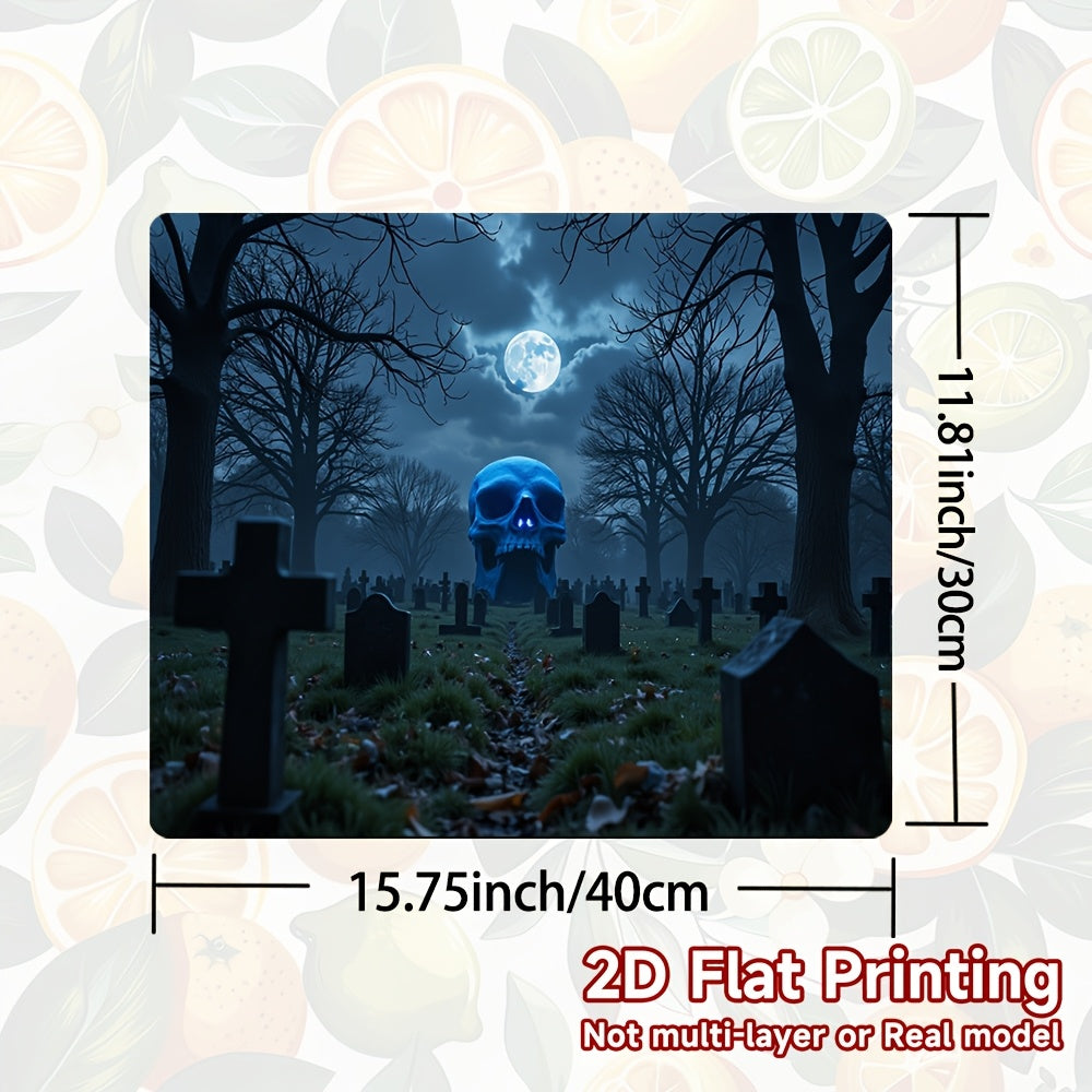 1 pieza, protector de estufa con diseño de cementerio de Halloween, impresión plana 2D, 100% poliéster, compatible con estufas de gas e inducción, secadoras, lavadoras - accesorio elegante para el hogar con escena de noche aterradora, decoraciones de Hal