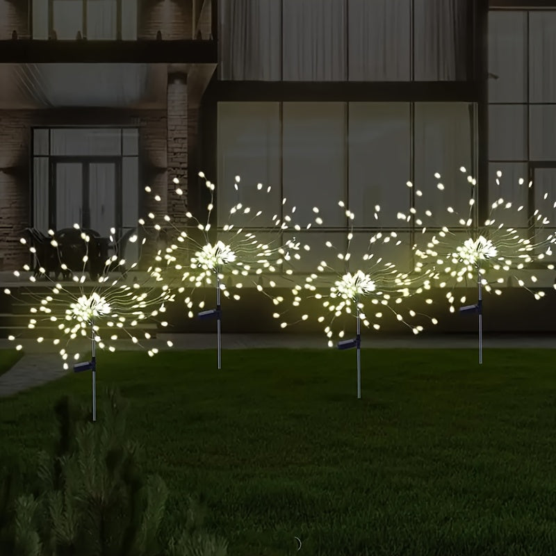 Lámpara decorativa solar resistente al agua, patio, jardín, villa, decoración de iluminación exterior, 8 modos de iluminación exterior, lámpara en forma de fuegos artificiales solares