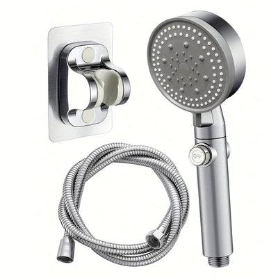 Juego de regadera de mano de alta presión con 5 modos, acabado en color grafito, botón para detener el agua, montaje en pared, sin necesidad de energía eléctrica - Kit completo para renovar el baño