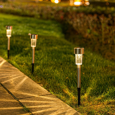 10 luces solares para caminos, con base de acero inoxidable y pantalla de vidrio esmerilado, iluminación exterior eficiente para jardín y patio, luces solares para exteriores