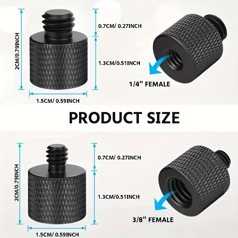 Conector de tornillo masculino a femenino de 1/4 a 3/8 - Duradero, metal negro, ideal para soportes de micrófono, trípodes de cámara y monitores, adaptador de trípode de cámara | Acabado elegante | Construcción duradera, adaptador de tornillo