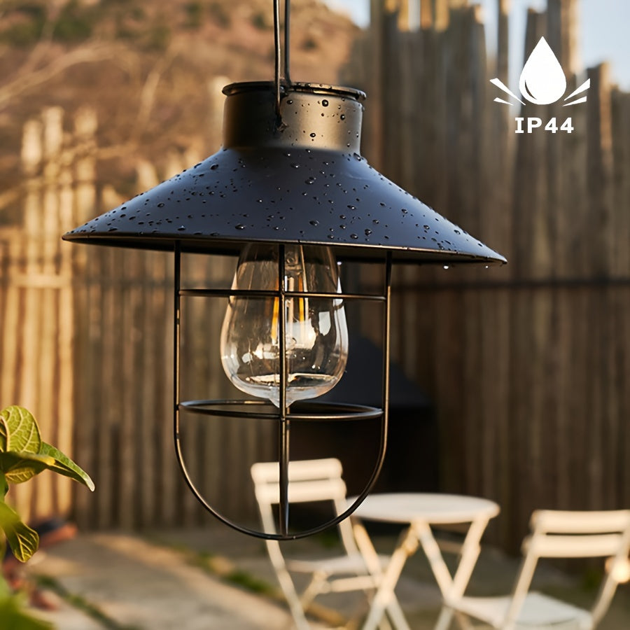 1pc/2pcs Lámpara Solar LED Vintage de Tungsteno, Estilo Retro, Farol Colgante para Flores, Decoración Exterior Jardín Balcón