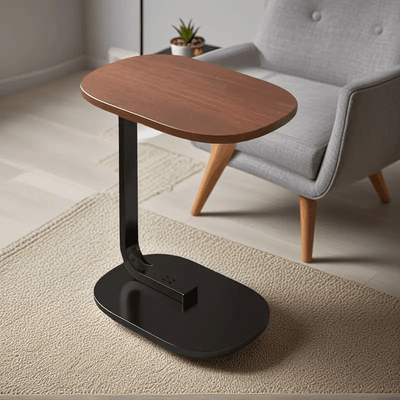 Mesa en forma de C elegante | Diseñada con un toque de lujo, perfecta para usar al lado de un sofá o cama, versátil para decoración del hogar, haciendo la vida más conveniente!
