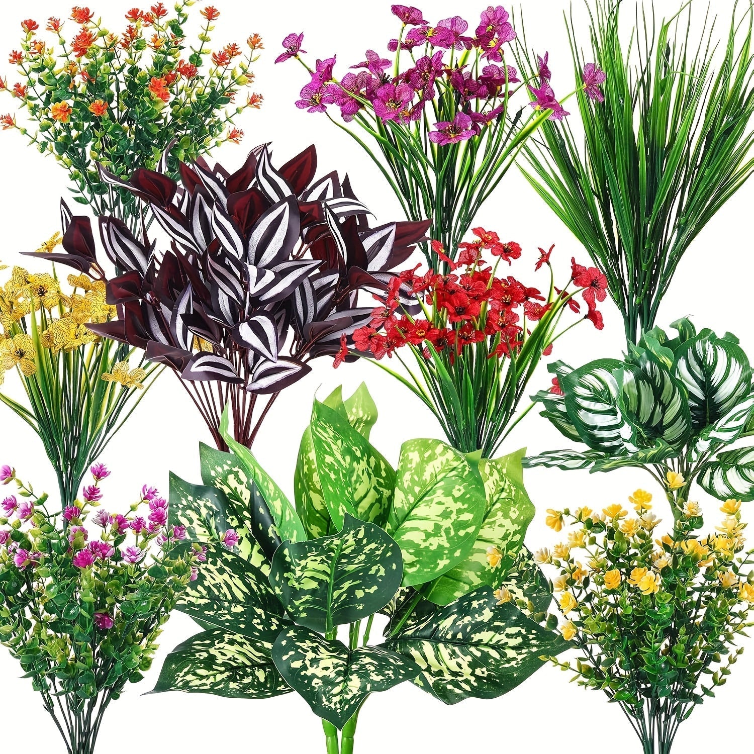 24 piezas de Planta Falsa de Boj con Resistencia al UV para Exteriores, Plantas Colgantes de Plástico Verde para Interior/Exterior, Decoración de Jardín y Ventana en Casa Estilo Granja