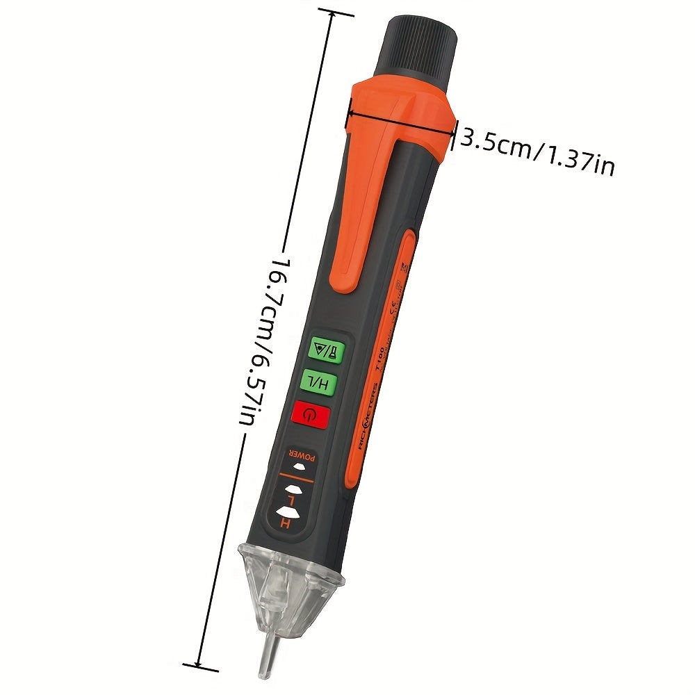 Detector de Voltaje Inteligente sin Contacto en Forma de Bolígrafo - Detección de 12-1000V AC/DC con Puntero Láser, Prueba de Cable Cero Fuego y Alarma Sonora, Sensor Eléctrico Portátil para Circuitos (Batería No Incluida), Probador de Voltaje