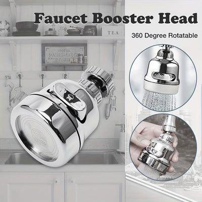 Cabeza de ducha mezcladora de 3 modos en acabado cromado, con 1 conector multifuncional - Pulverizador giratorio 360° para grifo, sin necesidad de electricidad, ideal para aireadores de cocina y baño, reemplazo de sistema de ducha | Construcción duradera