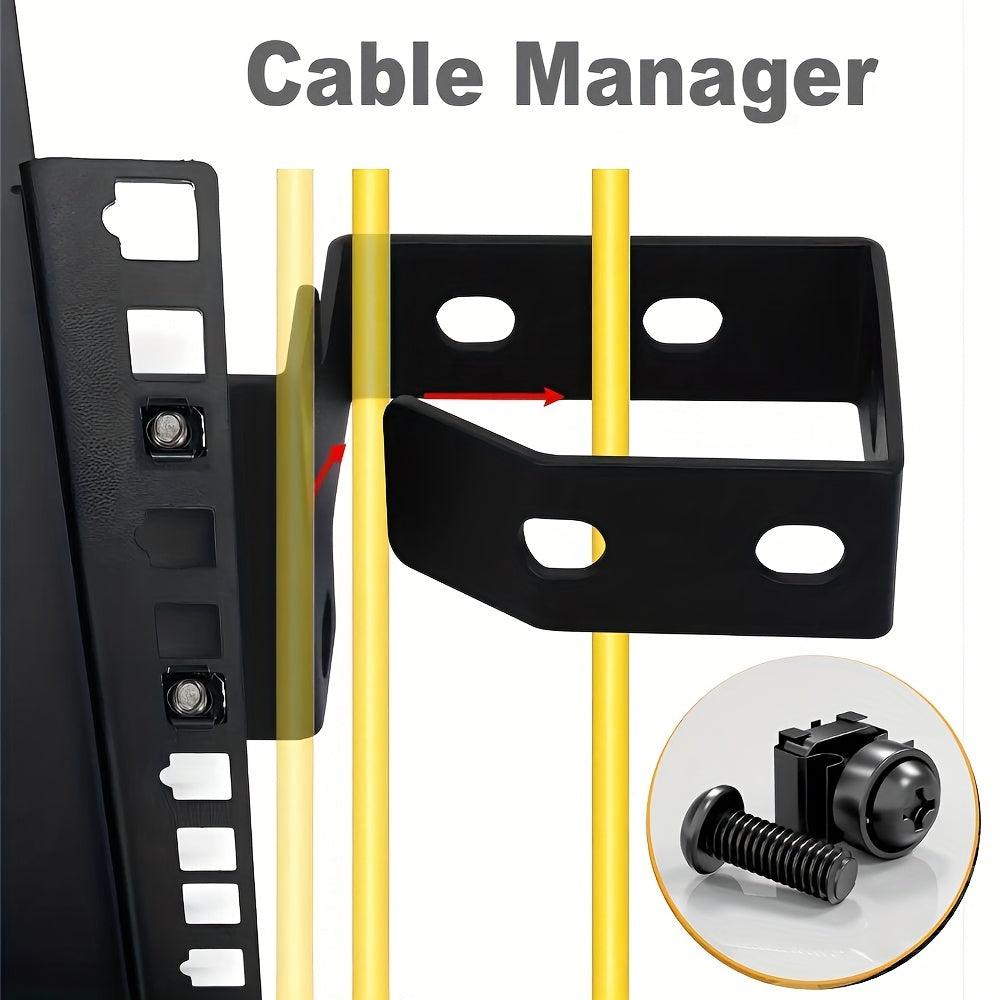 2 piezas de gestión de cables con tornillos, ganchos de cables para servidores, organizador de cables para servidores, organizadores de cables verticales, accesorios para servidores con montaje de rack para cables de red y fibra óptica.