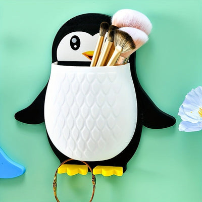 Estante De Almacenamiento De Pingüino, Caja De Almacenaje Para Maquillaje, Cepillo De Dientes Para Dormitorio, Baño, Acabado De Cabecera, Estante De Almacenamiento Montado En La Pared, Esencial Para El Hogar, 1 Ud.