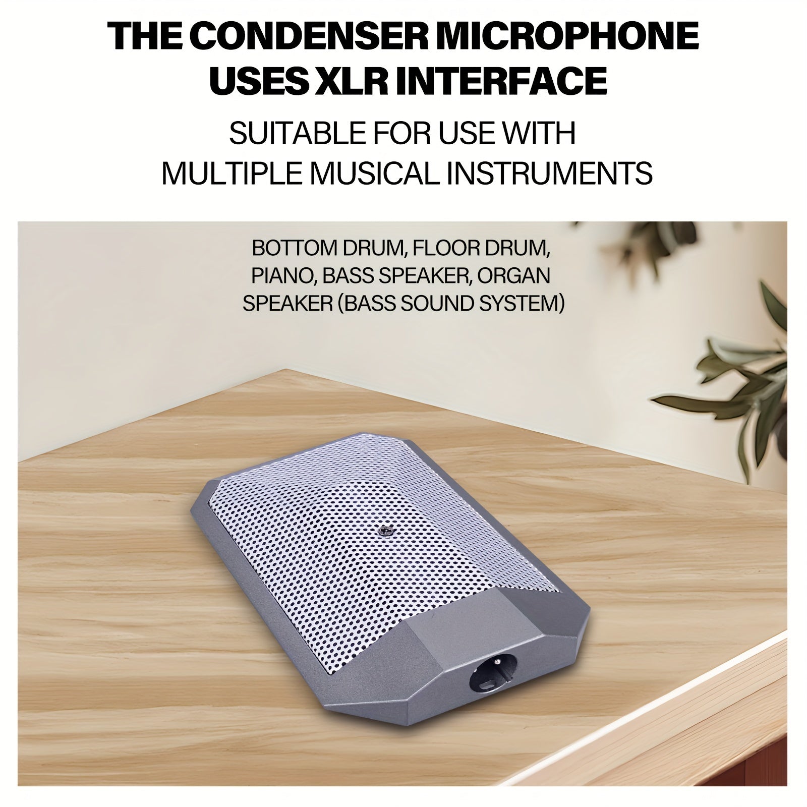 Micrófono Condensador BA91A de Límite Plateado para Cantar - Conector XLR, Cuerpo de Aluminio, Conexión Fija