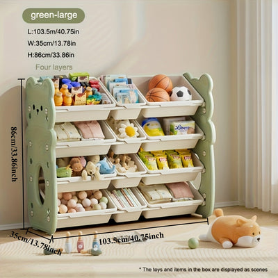 Organizador de Almacenamiento Multinivel y Múltiples Compartimentos Moderno - Armario Apilable de Plástico, Adecuado para Juguetes, Libros, Ropa - Ideal para Sala de Juegos y Dormitorio
