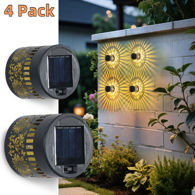 OTDECOR 4pcs Luces Solares para Valla Girasol, Lámparas de Metal con Energía Solar para Exterior, Decoración de Jardín, Patio y Puerta Principal, Temática de Poste, Decoración para Exteriores