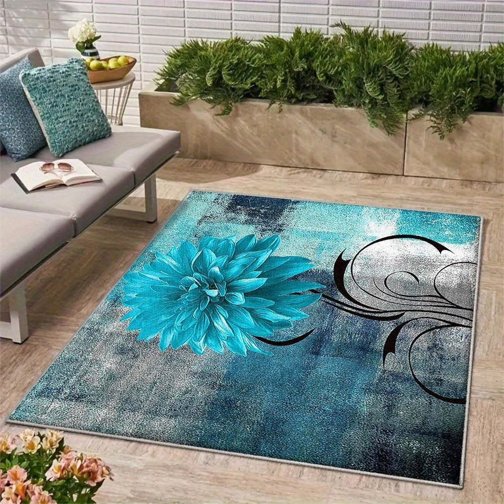 Alfombra de Terciopelo/852gsm Poliéster con Patrón Nórdico Geométrico - Alfombra Baja y Gruesa Estilo Francés Moderno a Cuadros Oscuros, Duradera y Lavable a Máquina, Ideal para Exteriores y Jardín - Varios Tamaños Disponibles