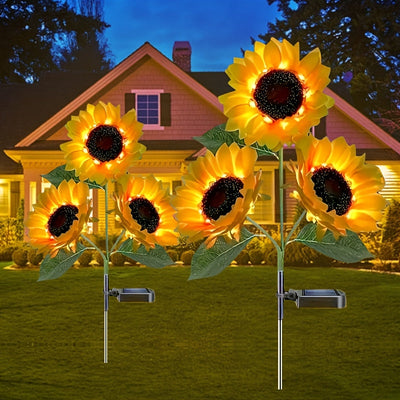 Luces solares de jardín con forma de girasol y luces LED para paisajes en patios, jardines y céspedes