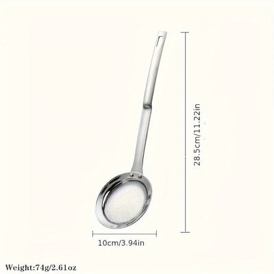 1pc Cuchara Separadora de Aceite de Acero Inoxidable - Colador de Malla Fina para Uso en Cocina y Restaurante, Grado 304 Duradero