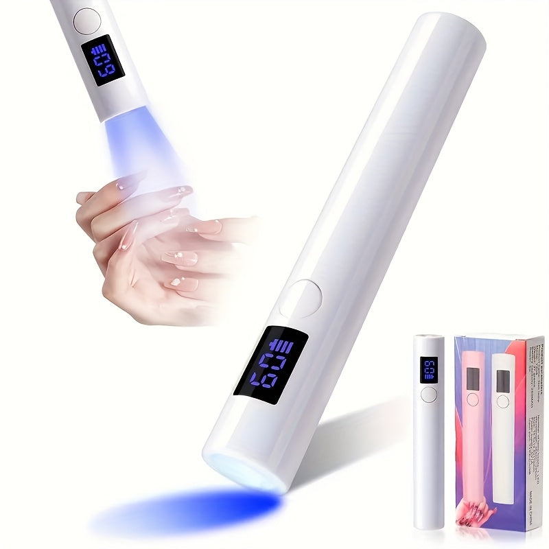 Lámpara de uñas portátil, adecuada para secadora de uñas, luz LED mini con pantalla LCD, 2 temporizadores - luz de uñas inalámbrica recargable por USB, curado rápido, adecuada para manicura DIY en casa