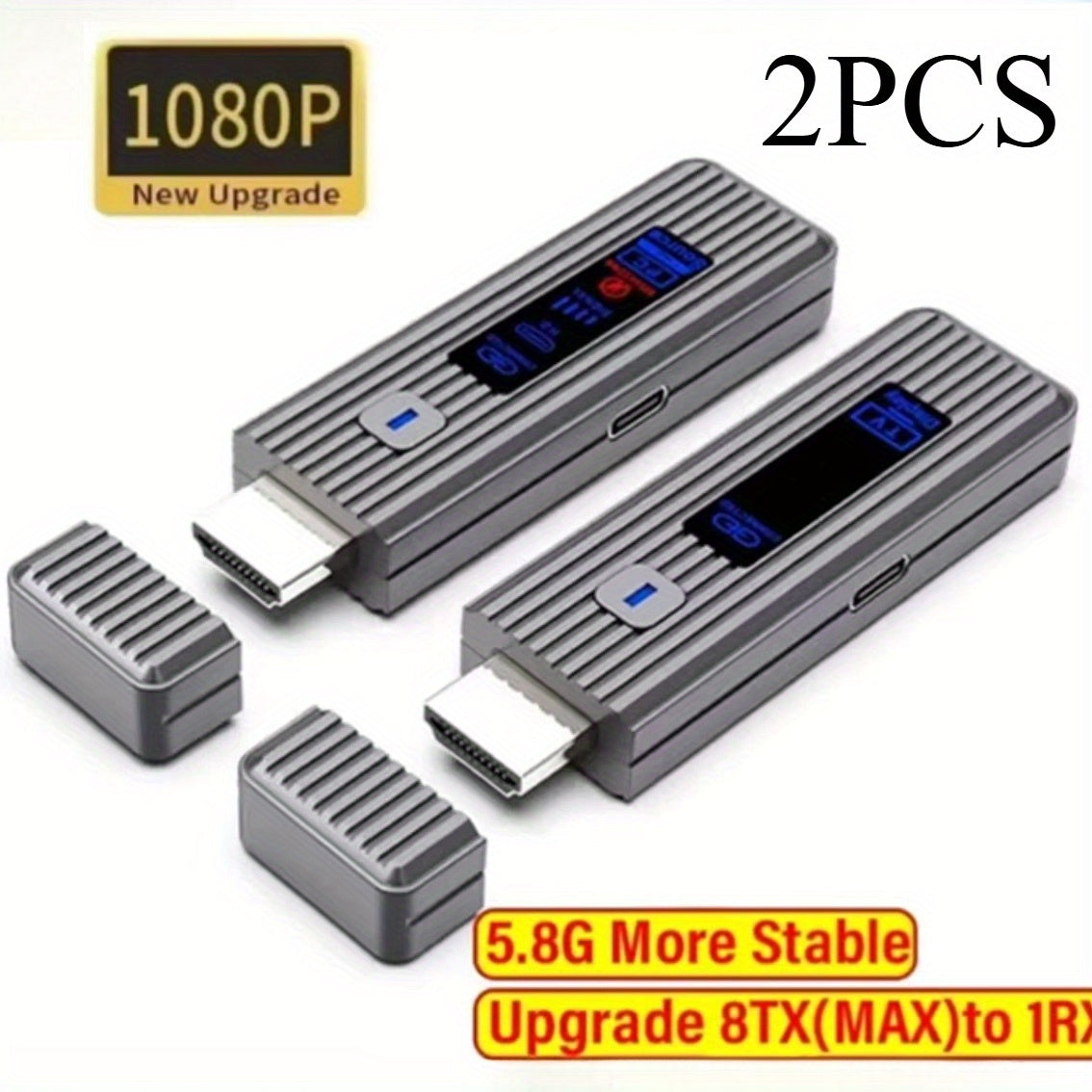 Transmisor y receptor inalámbricos 1080P para 4K Decode, entrada 1080P, salida 50m, 8TXs a 1RX, kit de extensión de pantalla para TV Stick Dongle, para cámara, portátil, PC, proyector, monitor, plug and play, 2.4G/5.8G, baja latencia