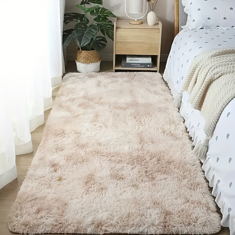 1pz Alfombra de Área Gris Claro con Estampado Tie-Dye Ultra Suave y Gruesa - Antideslizante Hecha a Máquina 100% Poliéster para Sala de Estar y Dormitorio, Solo Lavado a Mano, Decoración Acogedora para el Hogar, Alfombras para Dormitorio