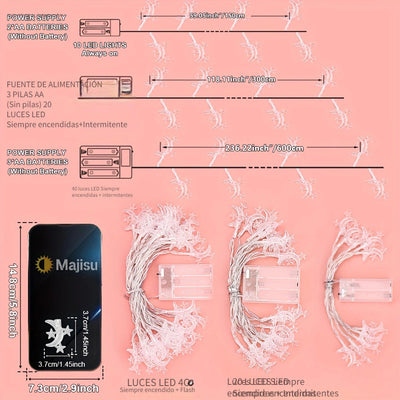 1pc Luces de cuerda LED Majisu Moon, alimentadas por batería, control por botón, luces de hada decorativas para interior para Ramadan, montable en pared, no impermeable, ≤36V