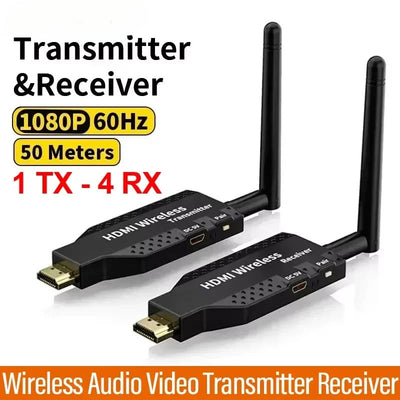 50m Inalámbrico 5G 1080P HDTV Transmisor y receptor de audio y video inalámbrico extensor para 1 TX-4 RX PS4 cámara portátil PC a monitor de TV proyector