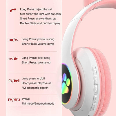 Audifonos RGB con Orejas de Gato