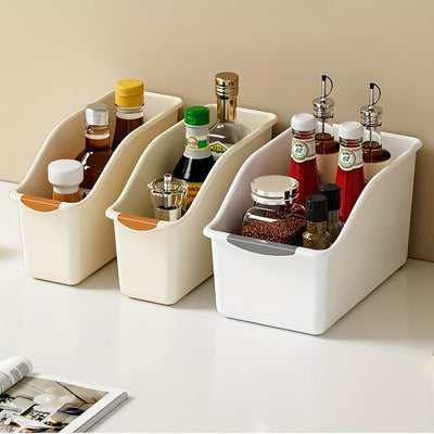 Juego de 2 botes de almacenamiento plásticos multifuncionales, diseño curvo para organización del hogar, ideal para productos de limpieza y artículos esenciales del hogar, botes de almacenamiento para organización del hogar, canastas, botes y contenedore