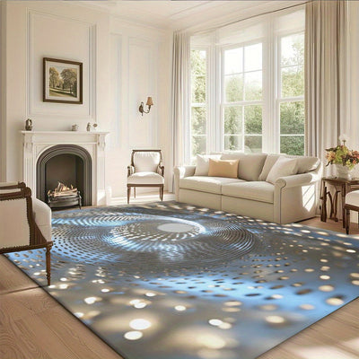 Alfombra moderna minimalista de terciopelo con patrón de puntos espirales irradiantes, lavable a máquina y antideslizante, gruesa y absorbente, ultra-suave, adecuada para sala de estar/estancia/entrada, puerta principal/cochera/baño/interior, balcón/uso