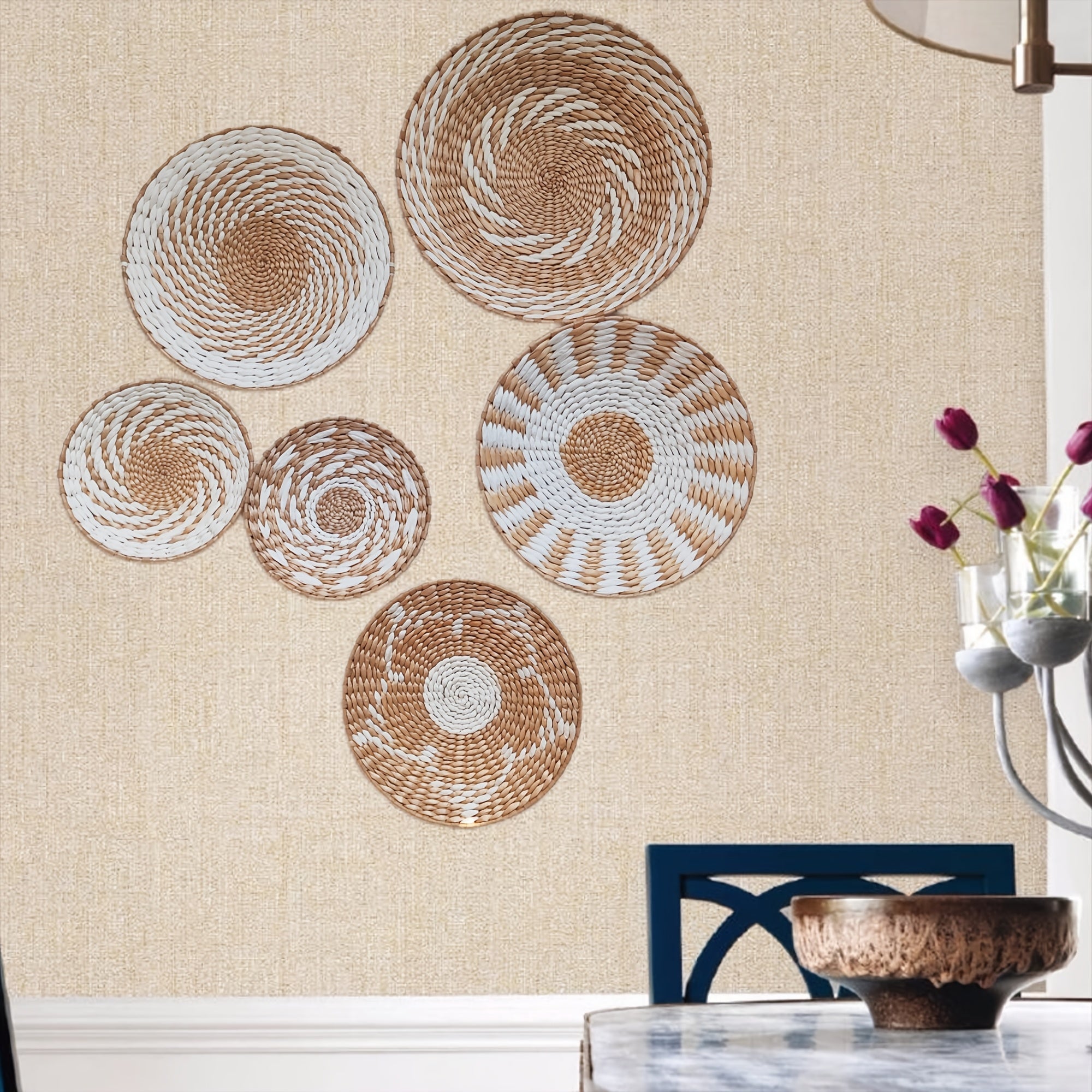 6 Piezas de Adornos Colgantes Decorativos, Decoraciones Festivas, Decoración Redonda Hecha a Mano para Comedor y Sala de Estar Multiusos