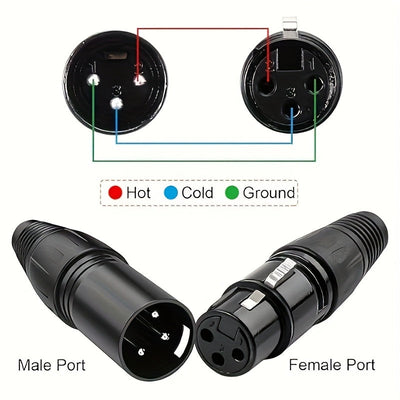 5 pares de conectores de cable de micrófono XLR DMX 3 pines - Masculino a femenino, enchufe en forma de serpiente para conexión de audio, construcción duradera de hierro, no cargado, acabado de soldadura, ideal para actuaciones en vivo y grabación, conec