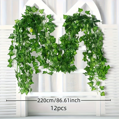 12 piezas de supergrandes y extra largas de 72 hojas de tiras de vino - Arco floral elegante blanco y verde para bodas, aniversarios y decoración al aire libre, perfecto para decoración de lobby de hotel, patio y decoración de salón, decoración de bodas