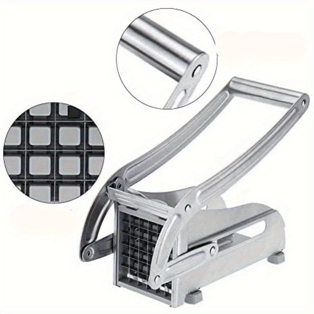 Rebanador Manual de Acero Inoxidable para Papas - Cortadora Multifuncional de Patatas Fritas, Pepinos y Zanahorias con Rejilla Ajustable, Mango Ergonómico para Uso en Cocina, Diseño Resistente, Herramienta Duradera y Fácil de Usar, Ideal para Preparación