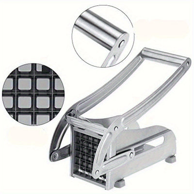 Rebanador Manual de Acero Inoxidable para Papas - Cortadora Multifuncional de Patatas Fritas, Pepinos y Zanahorias con Rejilla Ajustable, Mango Ergonómico para Uso en Cocina, Diseño Resistente, Herramienta Duradera y Fácil de Usar, Ideal para Preparación