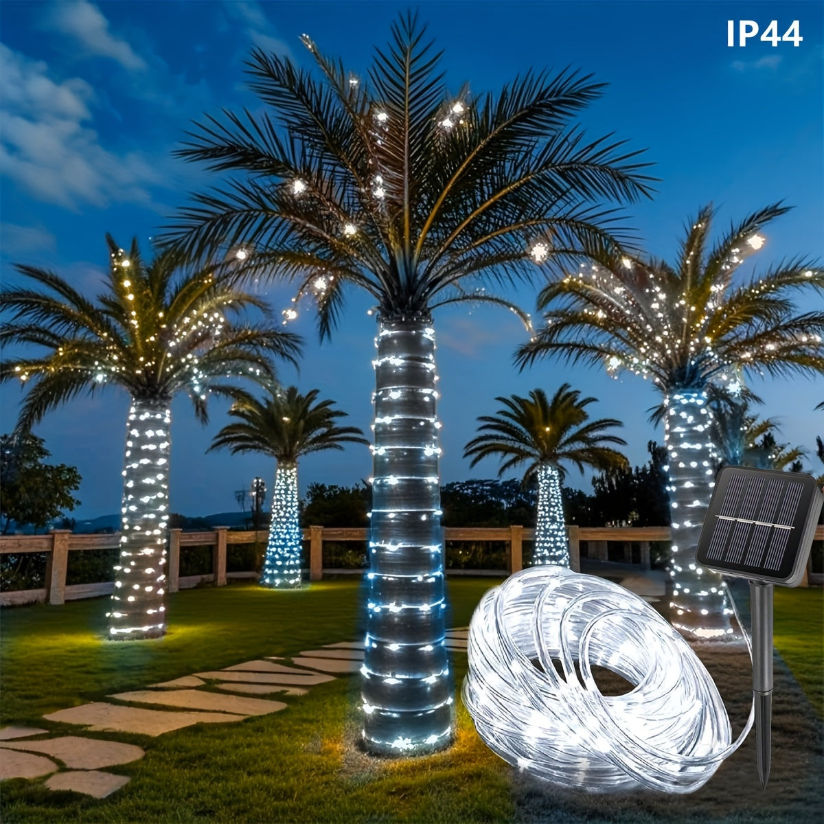 Luces solares LED para exteriores, 50/100/200 LED, luces de cuerda, luces de cinta, luces de tubo solar LED, 8 modos, tubo delgado transparente, luces de hadas, ideales para decoración de campamentos, fiestas, bodas, cercas, jardines, trampolines, carpas