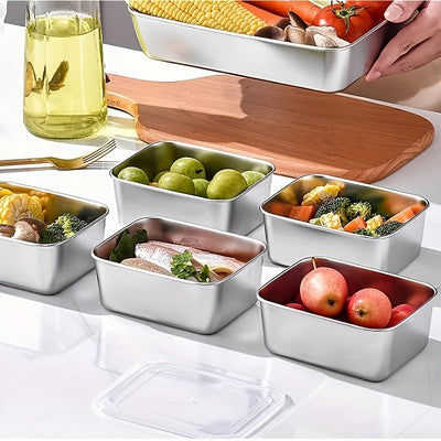 Juego de 9 contenedores de acero inoxidable apilables para almacenar alimentos con tapas, libres de BPA, organizadores de cocina multiusos, aptos para lavavajillas y contacto con alimentos