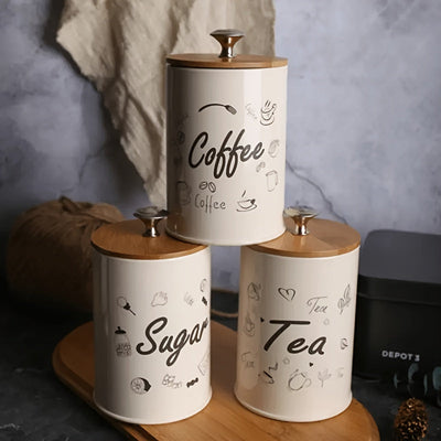 3 recipientes de almacenamiento, frascos para alimentos con tapas y sellos, cajas multifuncionales duraderas para azúcar, té y café, organización del hogar