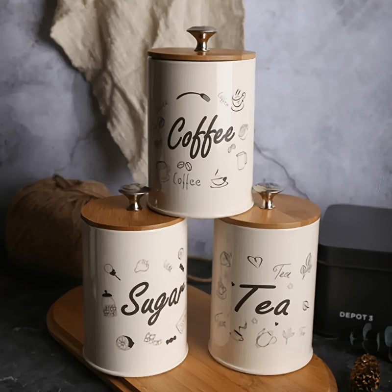 3 recipientes de almacenamiento, frascos para alimentos con tapas y sellos, cajas multifuncionales duraderas para azúcar, té y café, organización del hogar