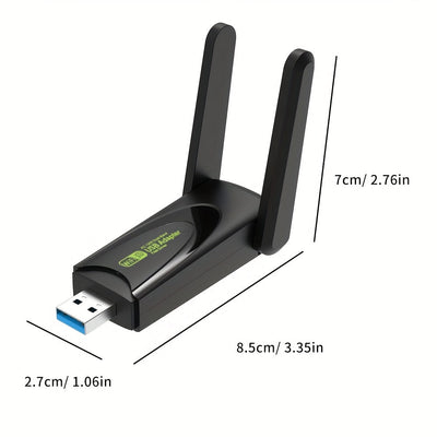 Adaptador de red inalámbrico WiFi 6, adaptador de red inalámbrico USB 1300Mbps con antena dual banda de alta ganancia incorporada, compatible con 5G/2.4G, viene con controladores y es compatible con Windows 10/11/8.1/7, habilita la función de Wi-Fi y pun