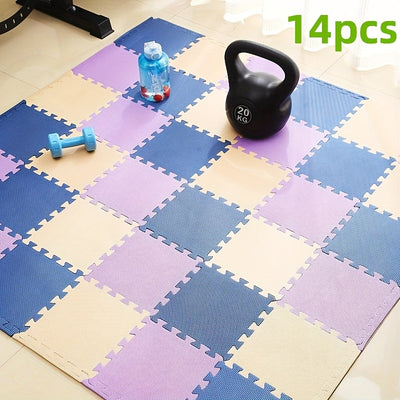 14 piezas de tapetes de espuma EVA entrelazados, juego de tapetes de gimnasia de color sólido de 30 cm cuadrados, tapete de juego lavable a mano para dormitorio, sala de estar, balcón, jaula para mascotas - Esencial para las vacaciones de Navidad
