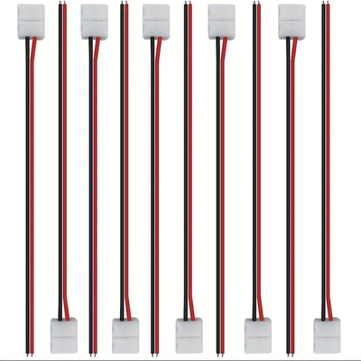 10 Piezas Conector de Tira LED, Cable de Conexión Rápida de 8 mm para Conectores de Tira LED de 2 Pines sin Soldar