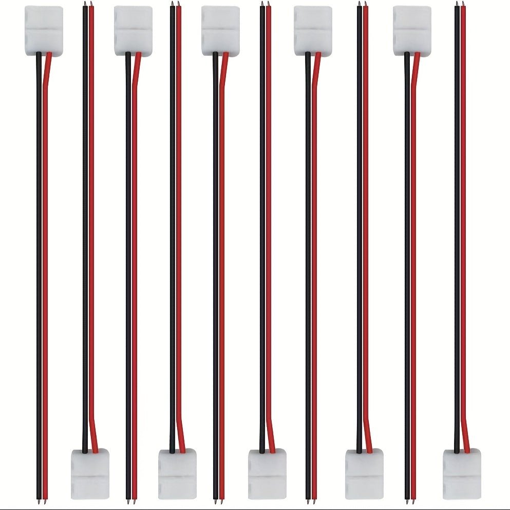 10 Piezas Conector de Tira LED, Cable de Conexión Rápida de 8 mm para Conectores de Tira LED de 2 Pines sin Soldar
