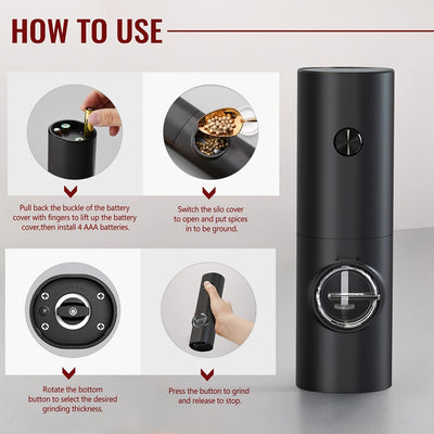 1/2 opciones, molinillo eléctrico de sal y pimienta (batería no incluida), juego de molinillos de sal y pimienta automáticos con luz LED, ajuste de grano, gran capacidad, adecuado para cocina doméstica, barbacoa, restaurante, exteriores, regalo de boda