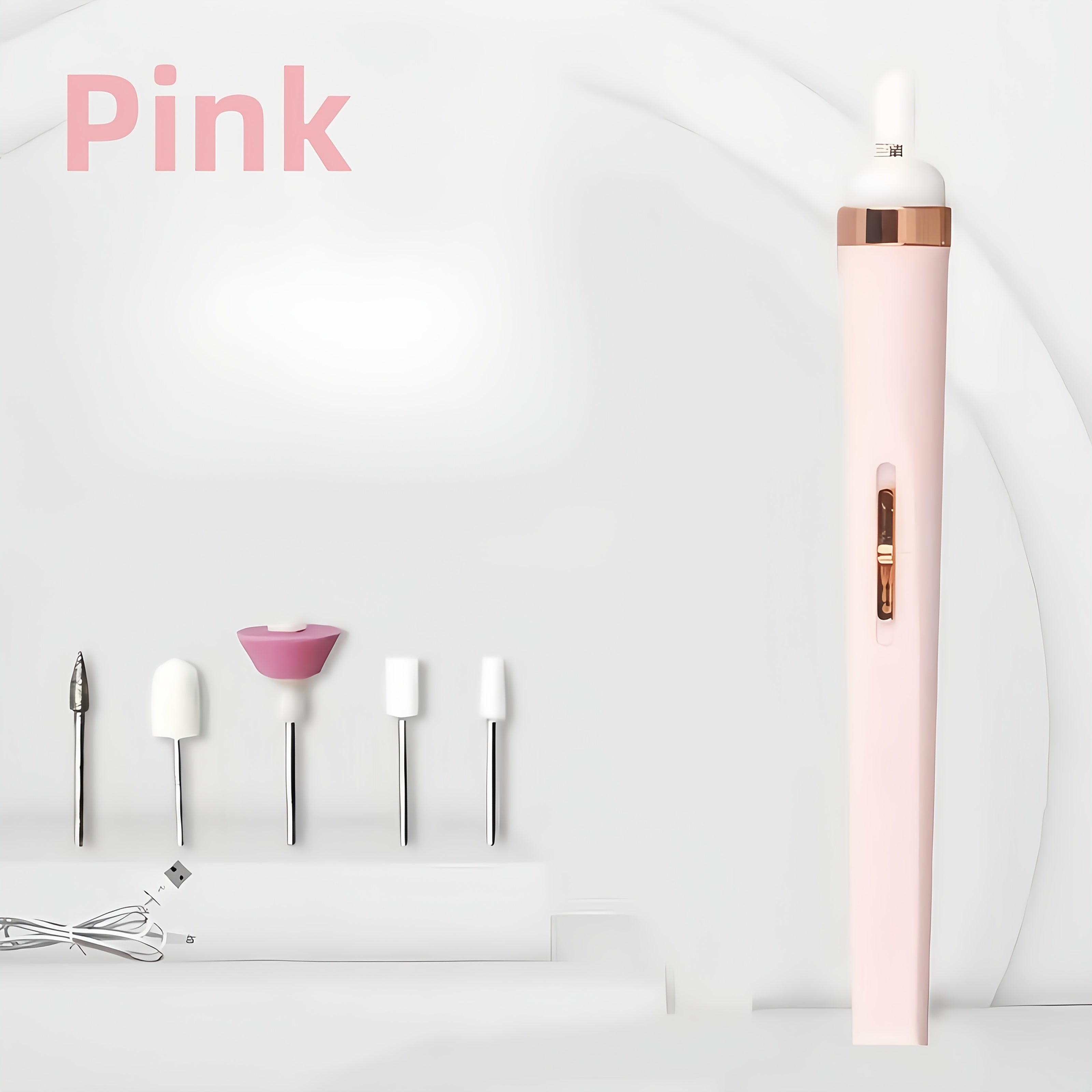 Broca eléctrica USB de 2 colores, profesional para uñas acrílicas y uso en salón o hogar, incluye lima y empujador de cutículas, sin olor, con luz LED, batería de litio duradera, ideal como regalo de cumpleaños o festivo