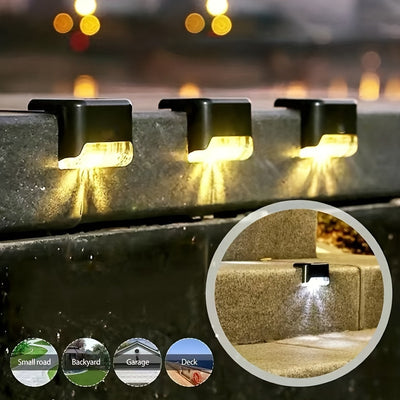 6/10 piezas de luces solares LED para escalones y terrazas - Iluminación exterior para patio, jardín, cerca, camino y pasillos - Luces plásticas resistentes al clima, eficientes energéticamente, con sensor de movimiento, instalación fácil, sin cables nec