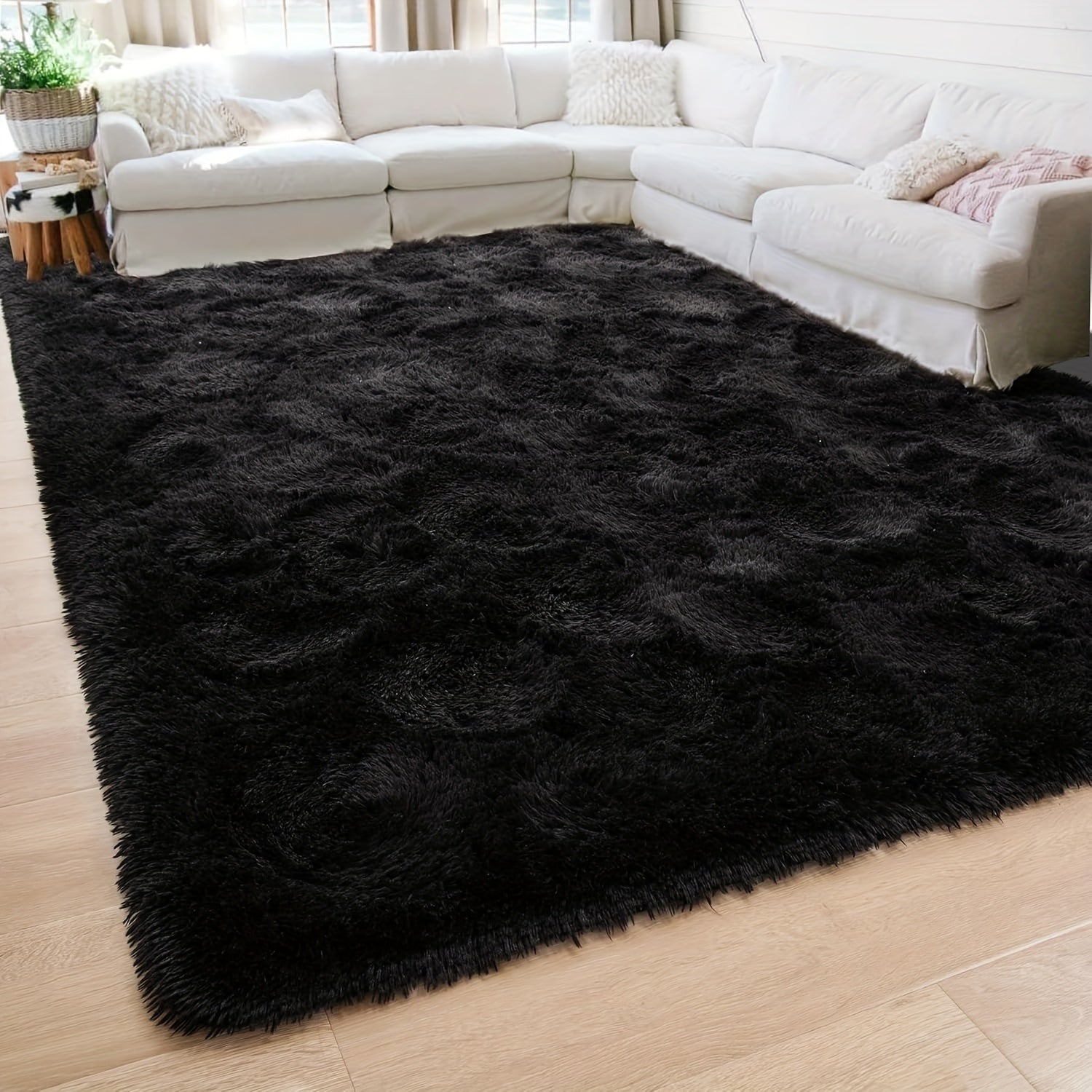 Alfombra Peluda de Felpa Incluida Debajo - Tamaño Extra Grande 23ft² Suave y Esponjosa 100% Poliéster, Color Beige Claro Duradero Hecha a Máquina para Sala o Dormitorio, Fácil de Limpiar Ligera y Portátil, Confort en el Hogar | Alfombras Modernas para Do