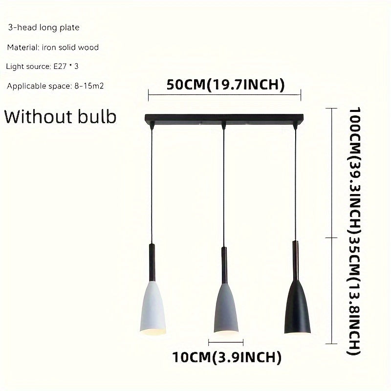 1 ud Lámpara Colgante Nórdica - Moderna Minimalista Simple Multicolor de 3 Cabezas para Cocina, Comedor y Área de Café