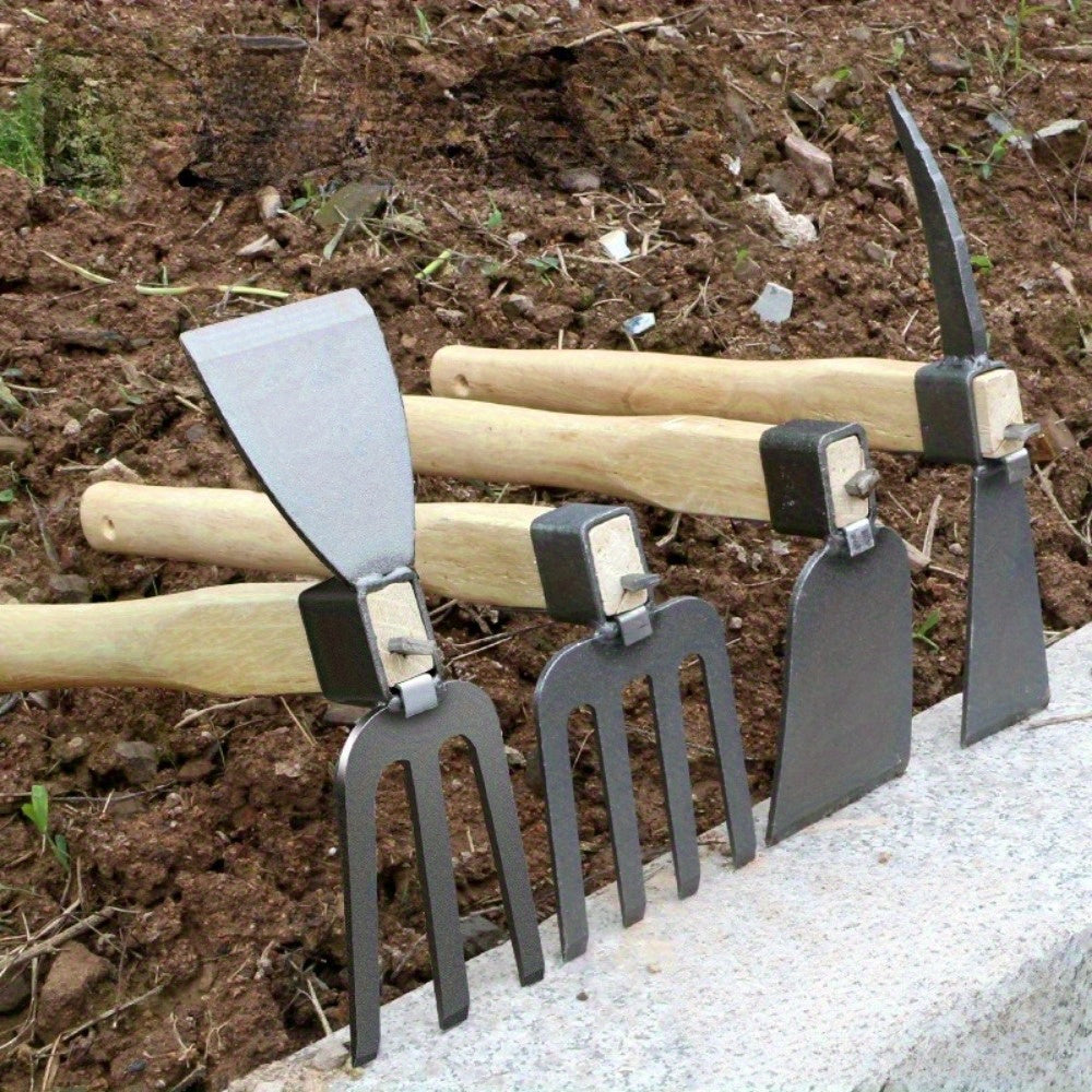 Una herramienta de jardín: azada doble cara de metal duradera, ideal para cultivo de flores y vegetales, perfecta para jardinería en casa y proyectos artísticos