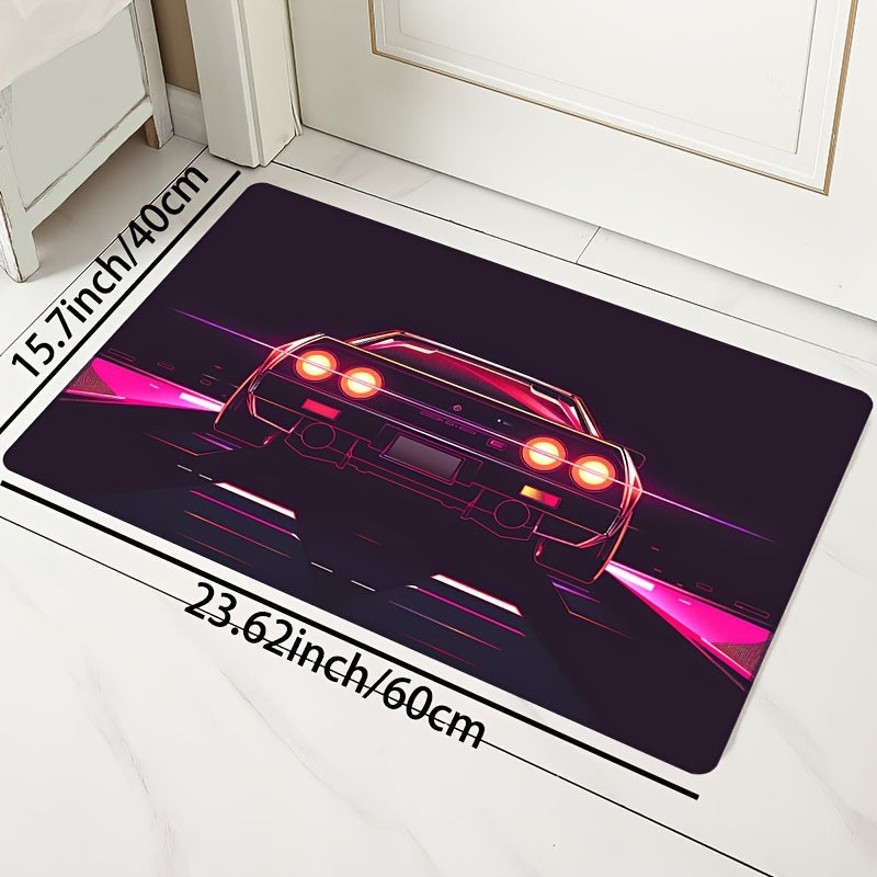 Felpudo de diseño de coche deportivo genial, de 8 mm de grosor en suave poliéster, lavable a máquina, alfombra rectangular para interior en sala de estar, dormitorio, cocina, entrada - Alfombra decorativa antideslizante