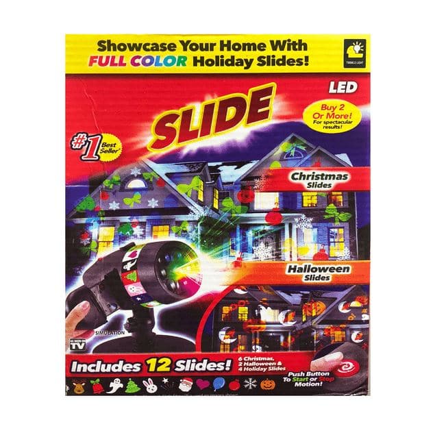 Proyector De Luces LED Navideñas Slide Show Con 12 Tarjetas