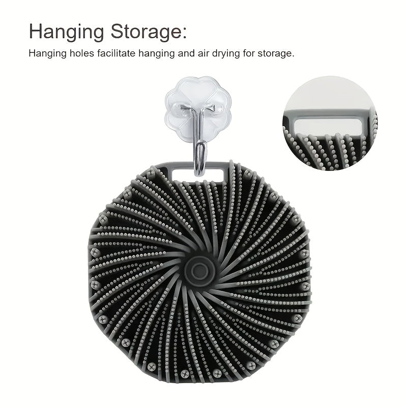 Escobilla exfoliante ergonómica de silicona con tecnología de espuma - Sin batería, para limpieza profunda y masaje, diseño portátil y anatómico, no necesita energía, esencial para el baño y la ducha en viajes, escobilla exfoliante, ducha sin fragancia,